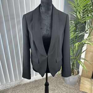 I.N.C International Concepts Womens Sz M Black Cropped Long Sleeve Blazer Jacket
